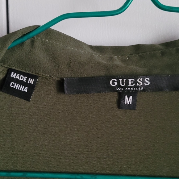 GUESS olive green professional button-up blouse NWOT - Picture 4 of 6